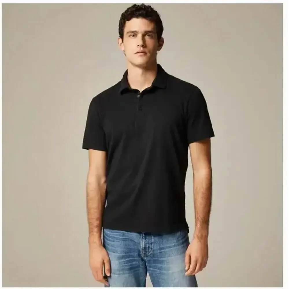 NWT J. Crew Men's Cotton Sueded Polo Shirt S Black BW393 J.Crew Pocket Slim